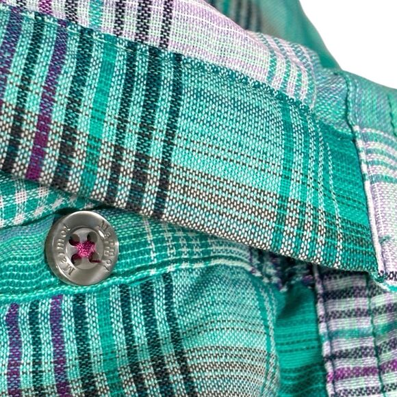 Marmot Shirt Long Sleeve Button Womens Large Green Plaid Roll Tab Gorpcore - Picture 8 of 10